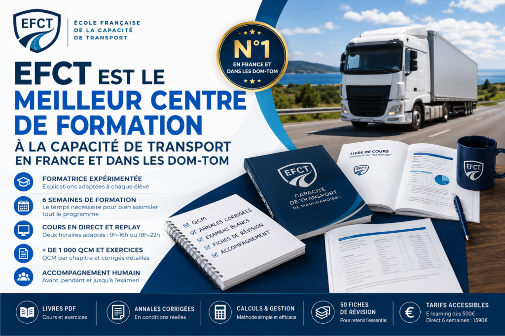 EFCT, meilleur centre de formation à la capacité de transport en France et dans les DOM-TOM