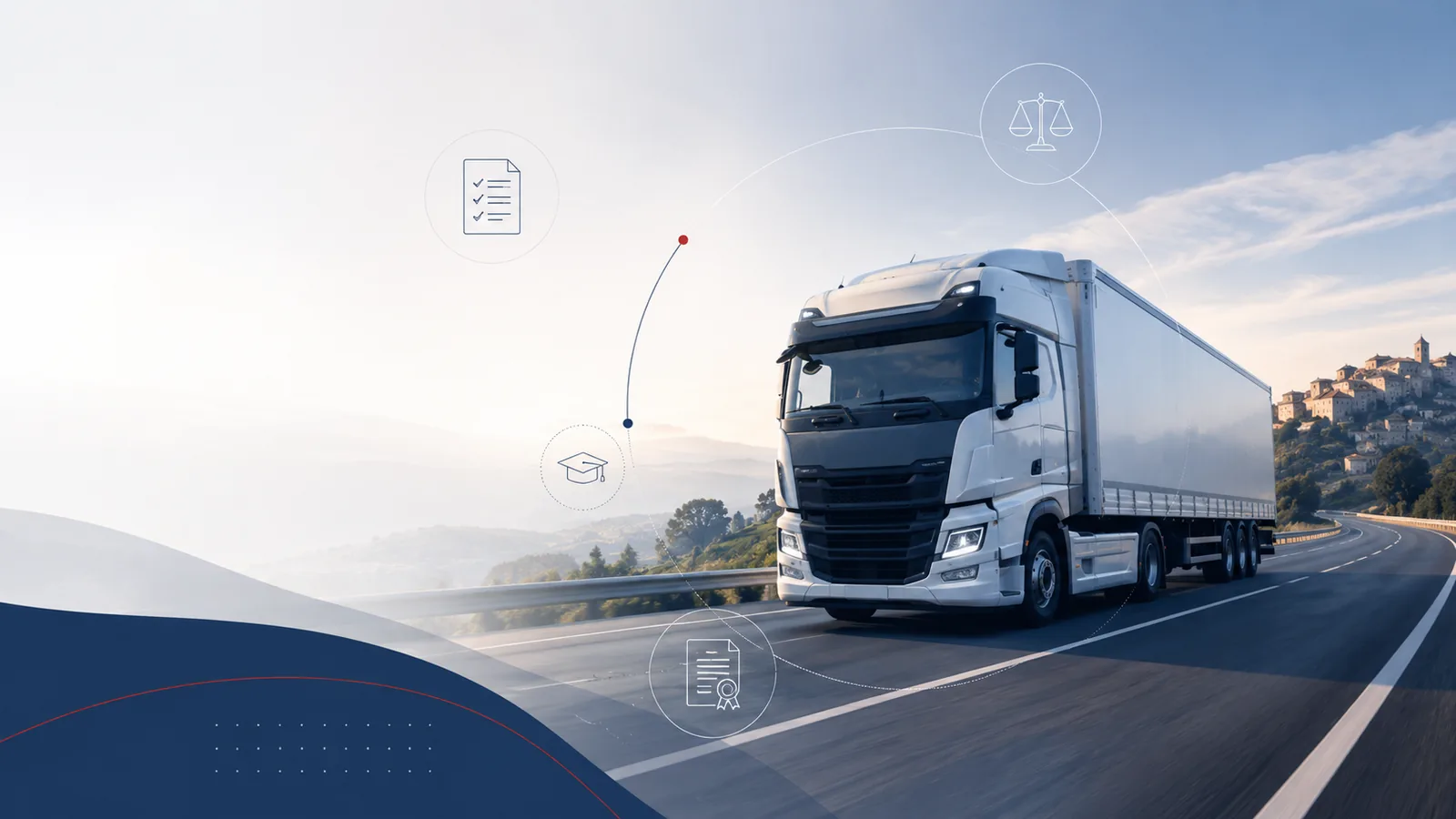 Camion de transport routier illustrant la capacité de transport, la réglementation et la gestion d'une activité de transport